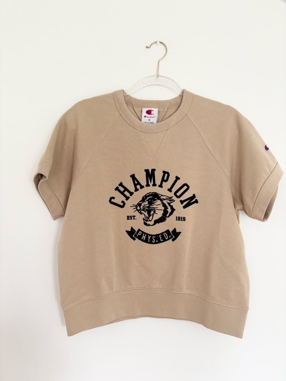 Champion Crewneck Tee with Black Graphic